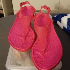 Crocs Sexi T-Strap Jelly Thong Wedge Sandals 10M